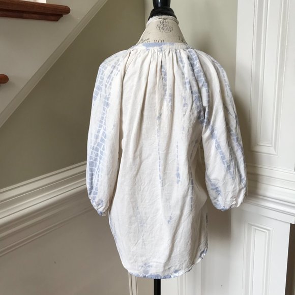 Apiece Apart Mitte Blouse Top Shirt Womens Medium Ivory Blue Button Down Tie Dye - Picture 10 of 11